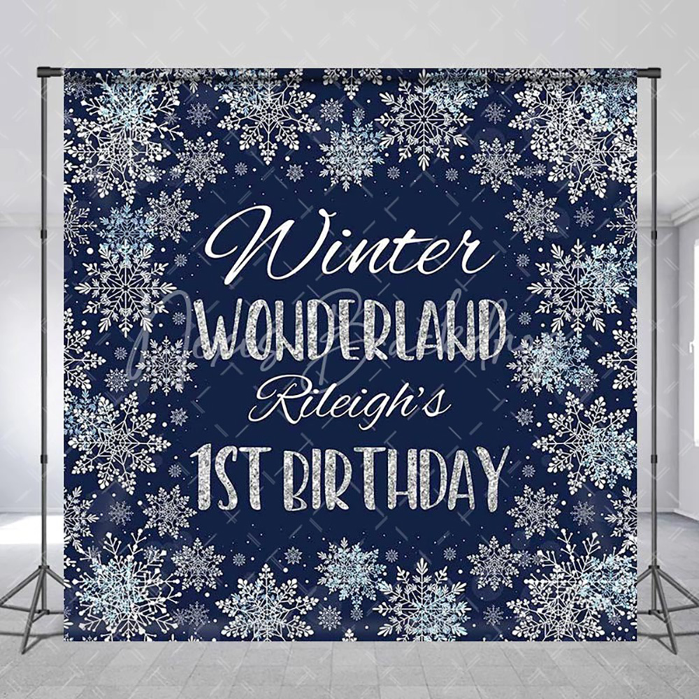 Photography Names - Custom Name Blue Snowflake Boy 1st