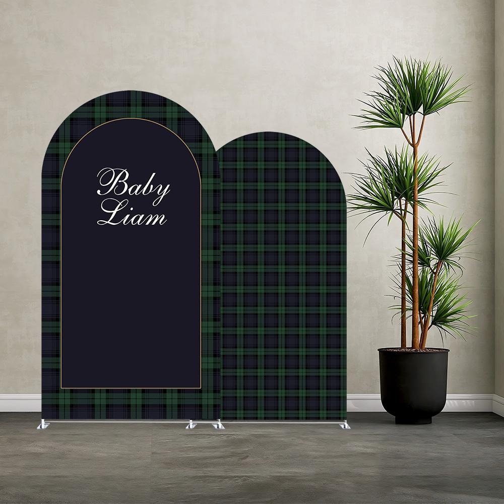 Photography Names - Custom Name Green Plaid Arch Backdrop